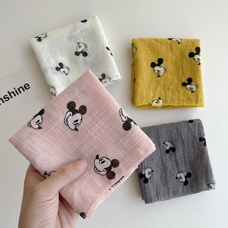 Children's Vintage Cartoon Cotton Square Scarf