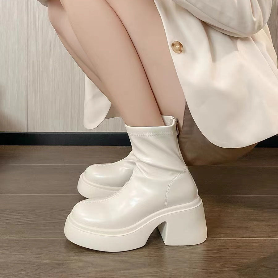 Women's 7cm Thick Heel Elastic Ankle Boots