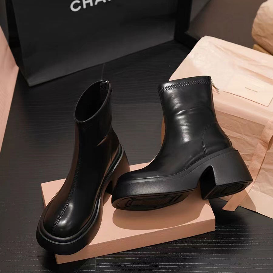 Women's 7cm Thick Heel Elastic Ankle Boots