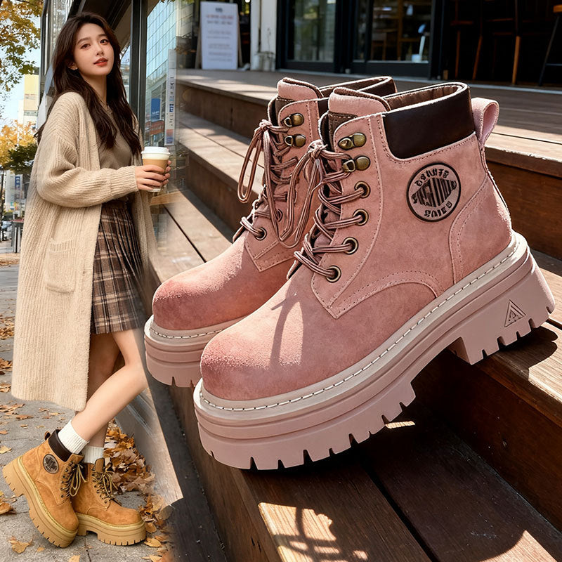 Women's British Style Thick Sole Martin Boots with Laces