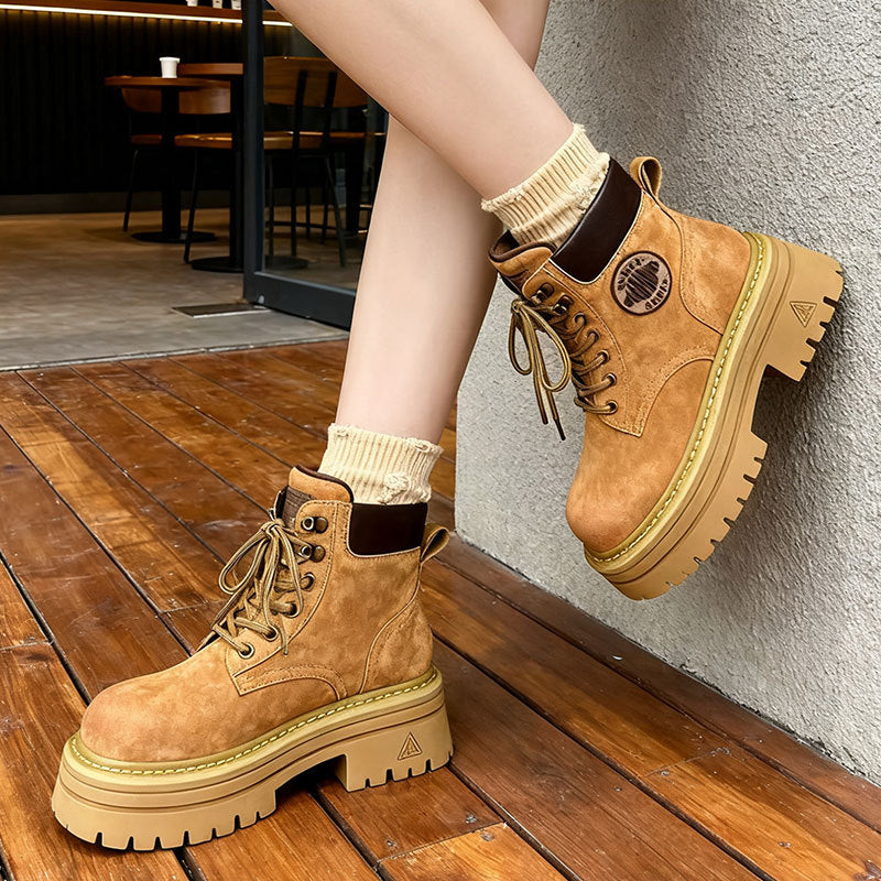 Women's British Style Thick Sole Martin Boots with Laces