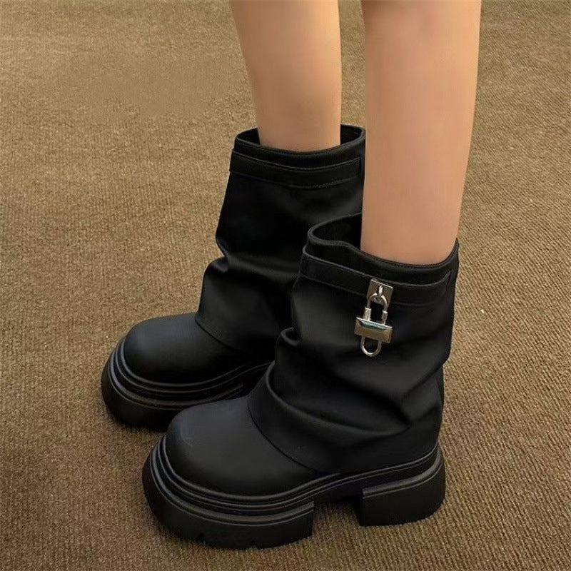 Women's Retro Thick Sole Mid-Calf Martin Boots