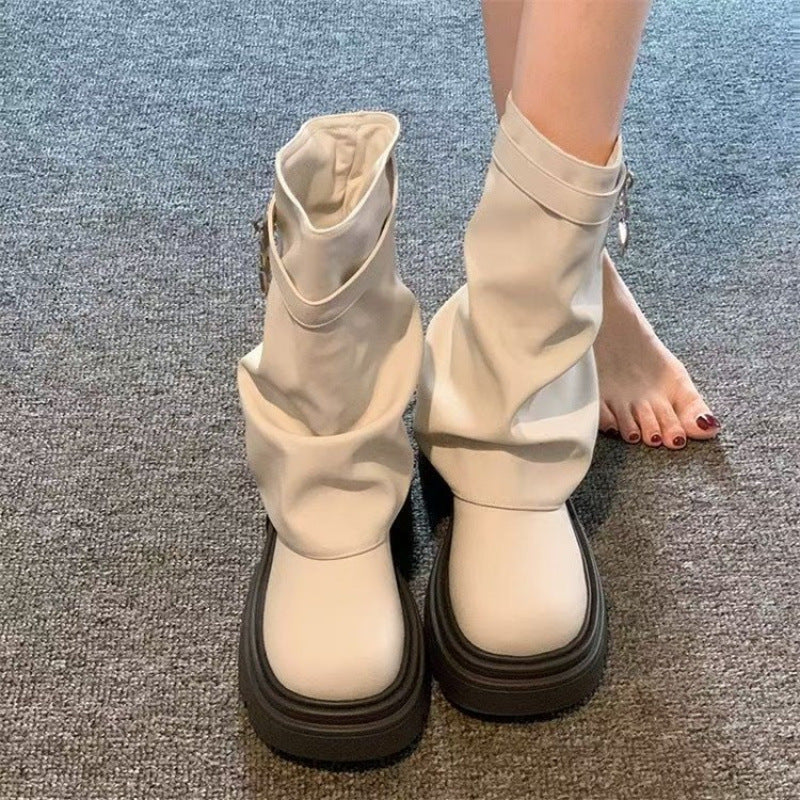 Women's Retro Thick Sole Mid-Calf Martin Boots