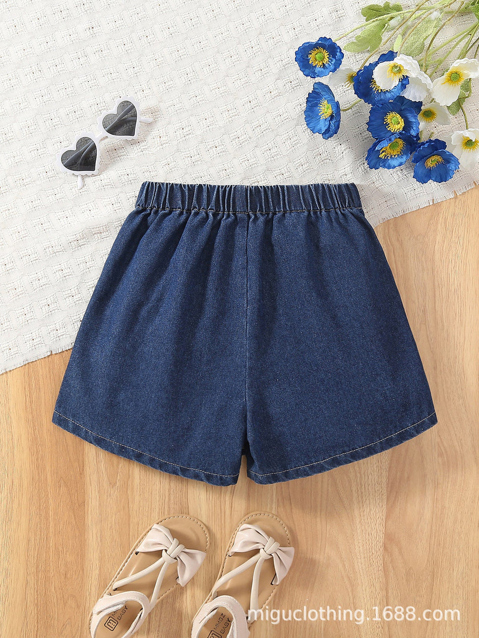 Korean Style Dark Washed Blue A-Line Skirt for Kids