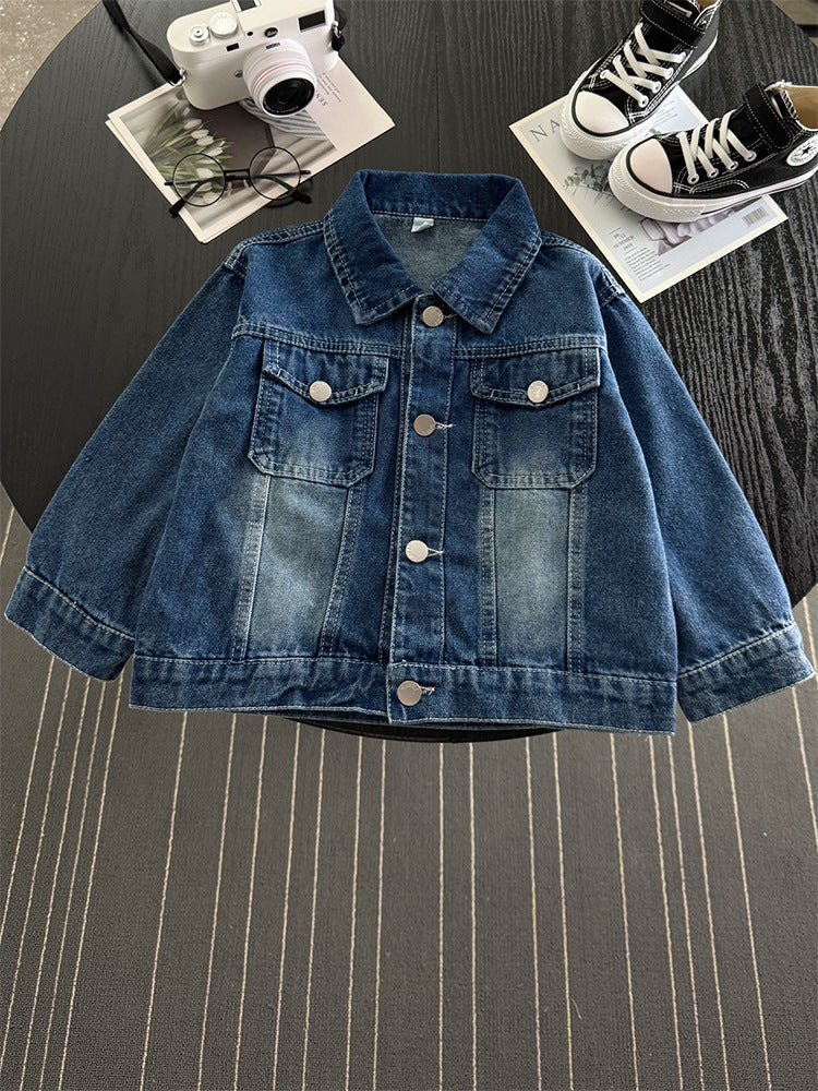 Kids' Spray-White Denim Jacket for Boys & Girls