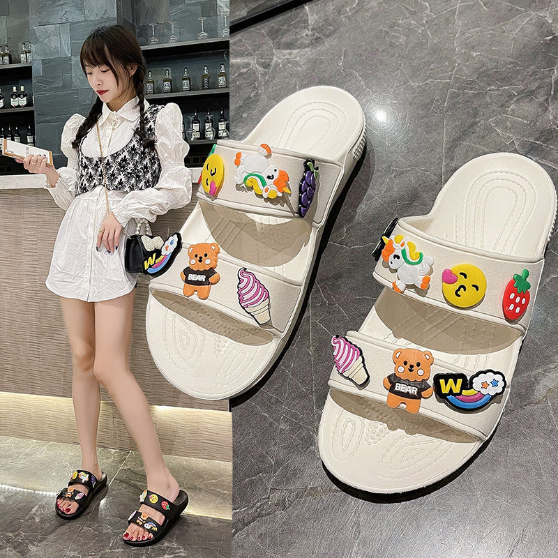 Women’s Linen Bow Flat Beach Sandals with PU Sole