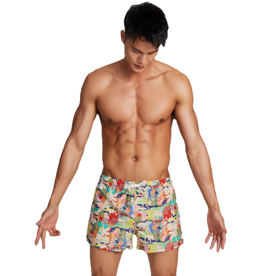 Guine Seobean Men's Loose Quick-Dry Beach Shorts, Printed