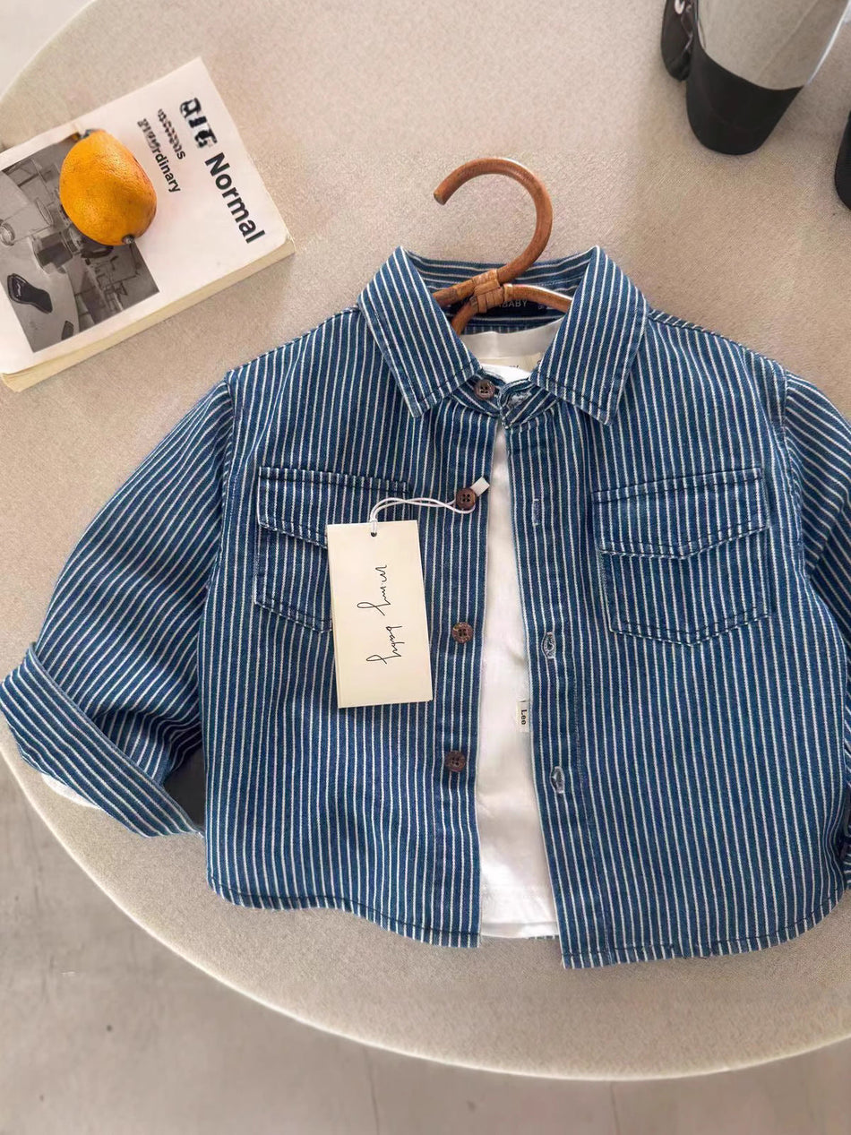 Boys' Korean Style Single-Breasted Casual Top for Kids