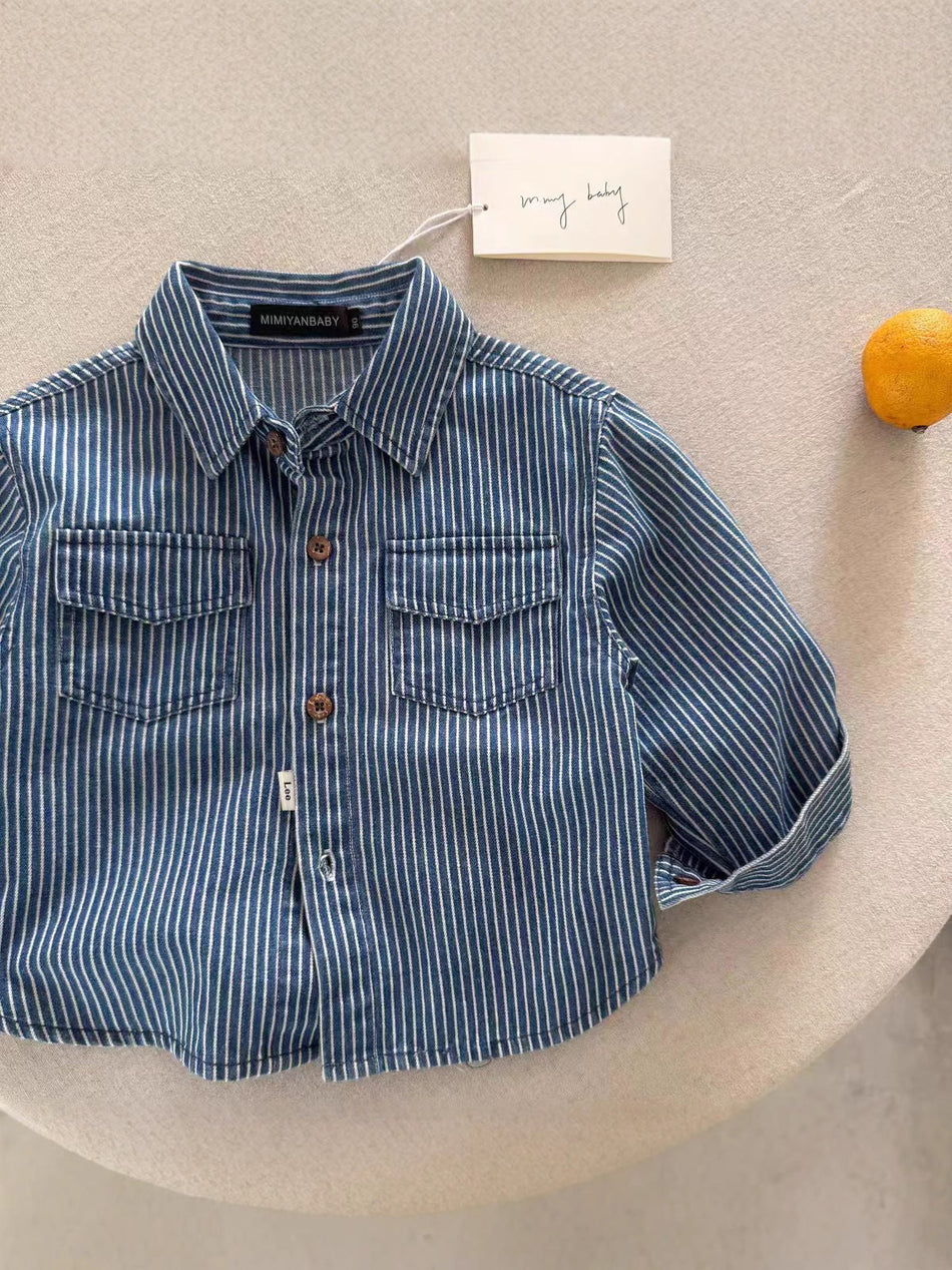 Boys' Korean Style Single-Breasted Casual Top for Kids