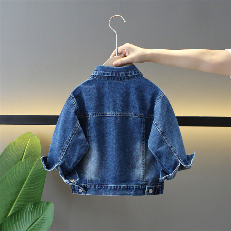 Boys' Clean Solid Blue Soft Denim Jacket