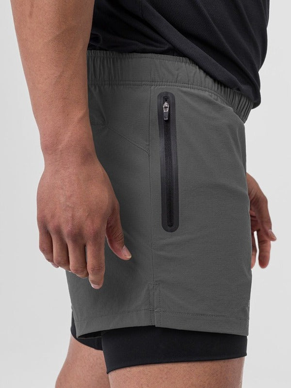 Men's Ice Silk Nylon Double-Layer Shorts, Quick-Dry Sport