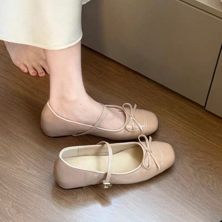 Women’s Bowknot Strap Mary Jane Shoes with Low Heel