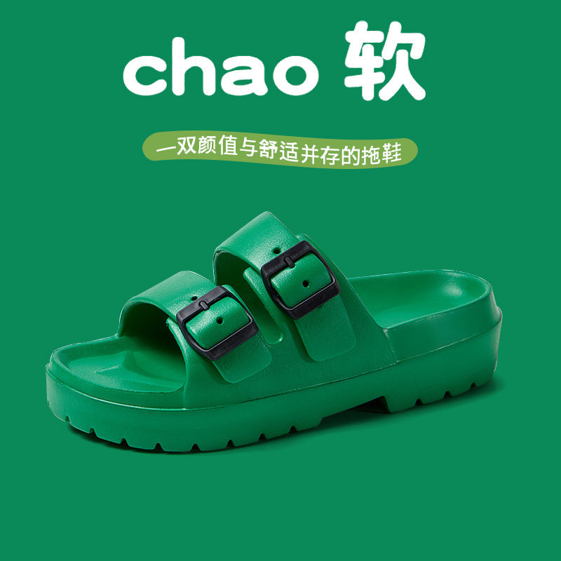 Women’s Double-Strap EVA Buckle Platform Beach Sandals