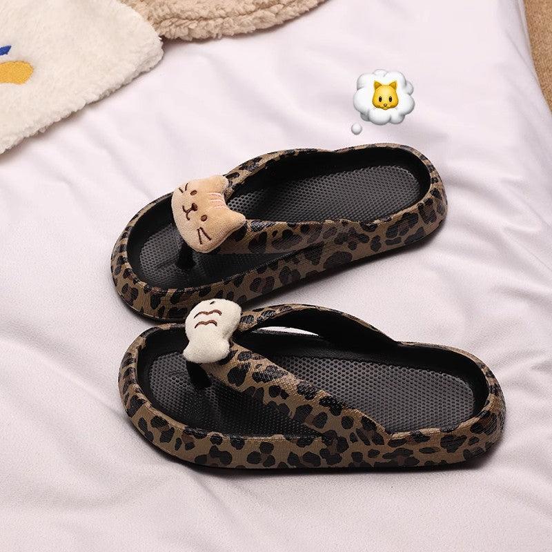 Women’s Leopard Print EVA Flip-Flops with Thick Sole