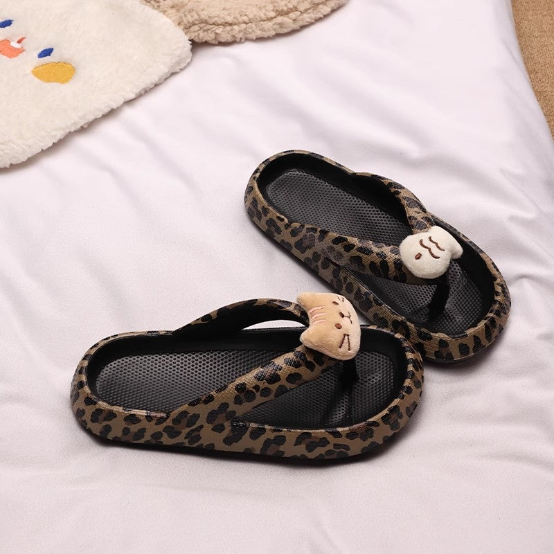 Women’s Leopard Print EVA Flip-Flops with Thick Sole