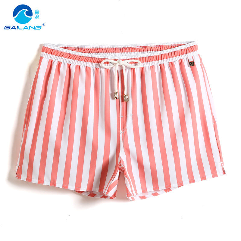 Gai Lang Men's Striped Beach Pants, Loose Plus Size Swim