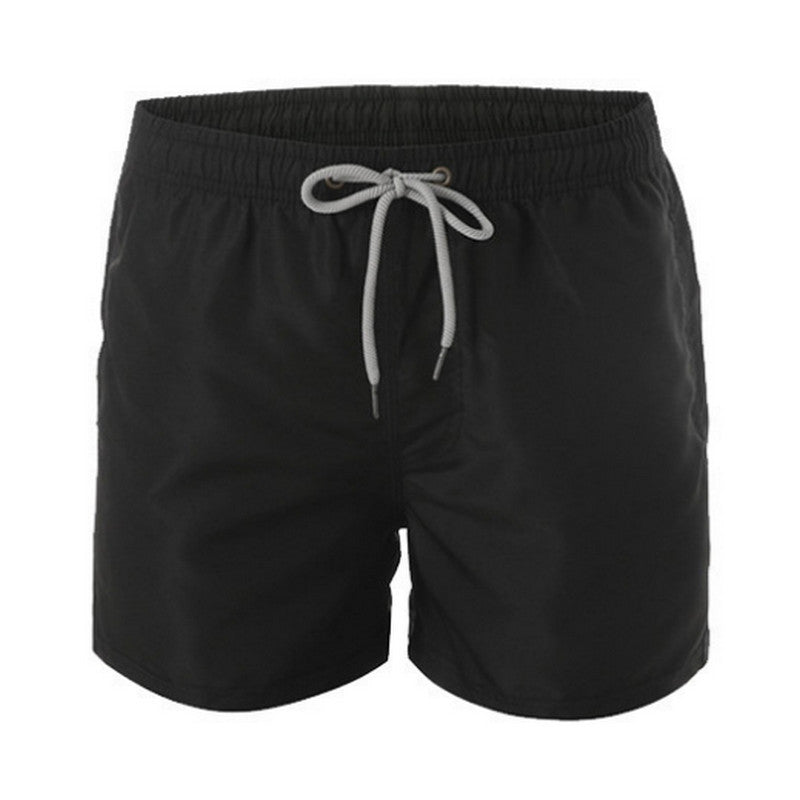 Men's Solid Color Beach Shorts, Inner Mesh Three-Quarter Pants