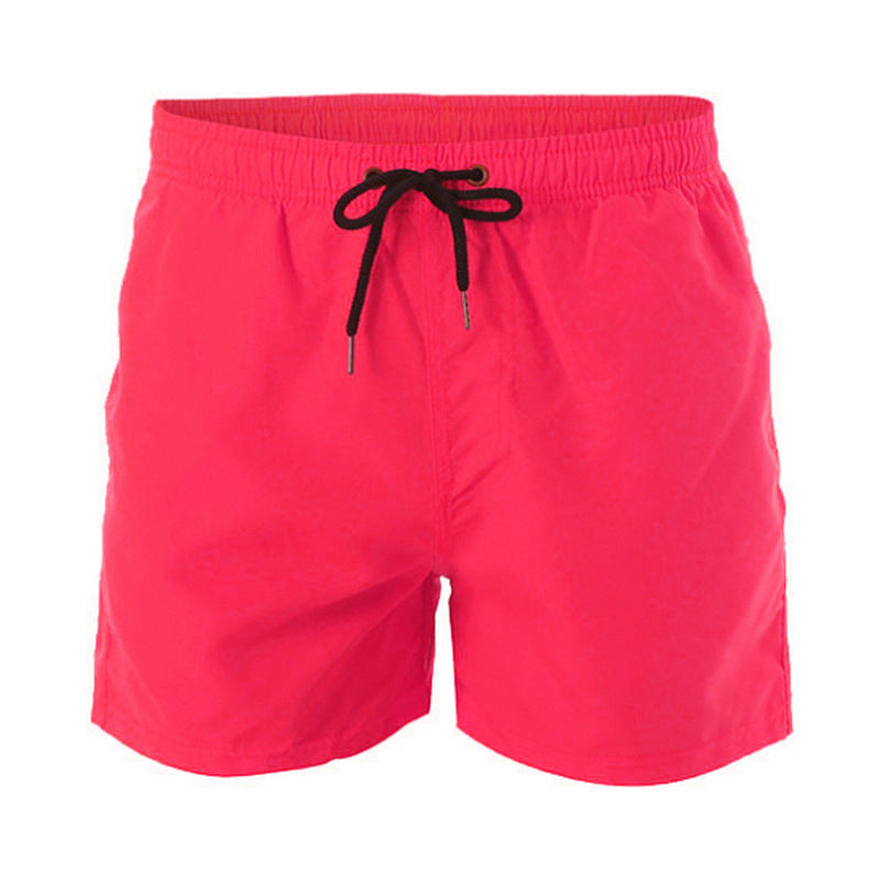 Men's Solid Color Beach Shorts, Inner Mesh Three-Quarter Pants