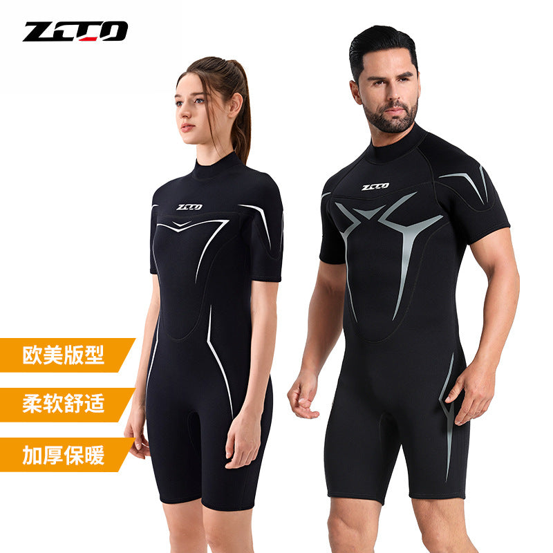 Men's 3mm Short Sleeve One-Piece Wetsuit Snorkeling Surfing Suit