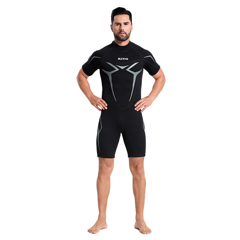 Men's 3mm Short Sleeve One-Piece Wetsuit Snorkeling Surfing Suit
