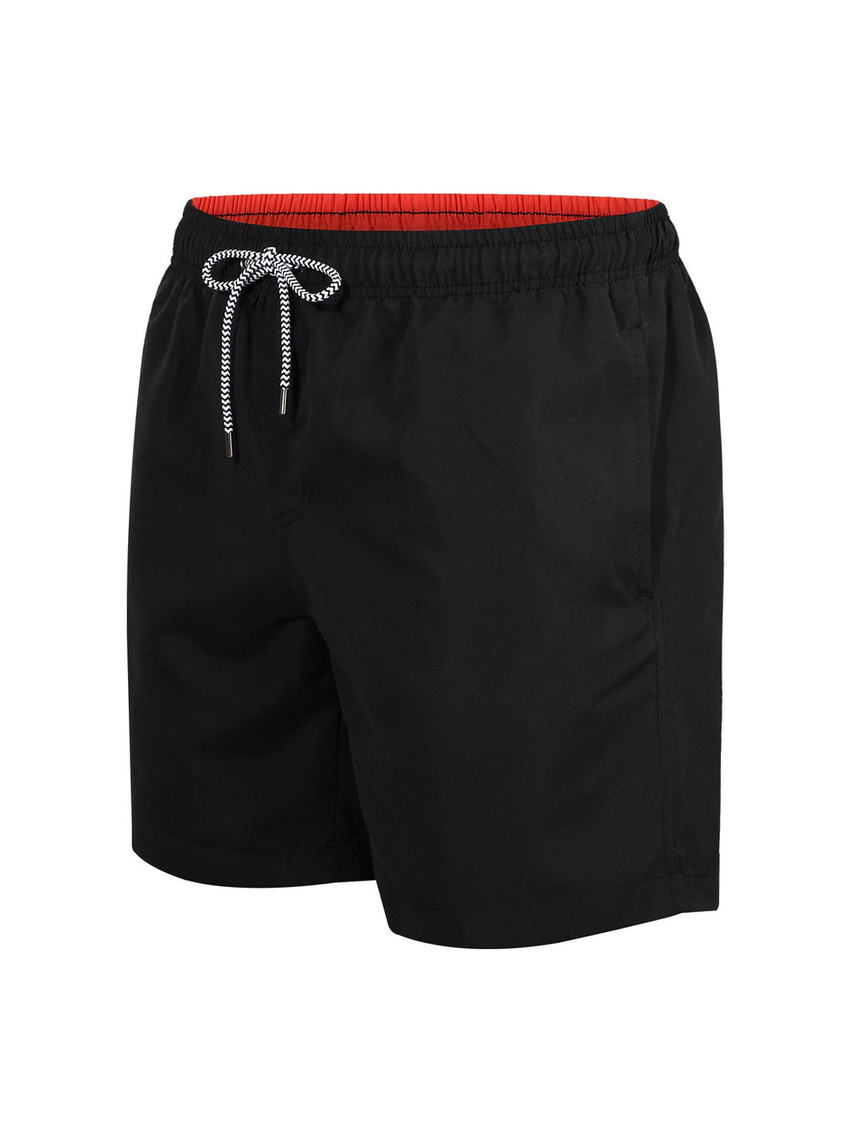 Men's Lined Beach Swim Trunks, Anti-Embarrassment Loose