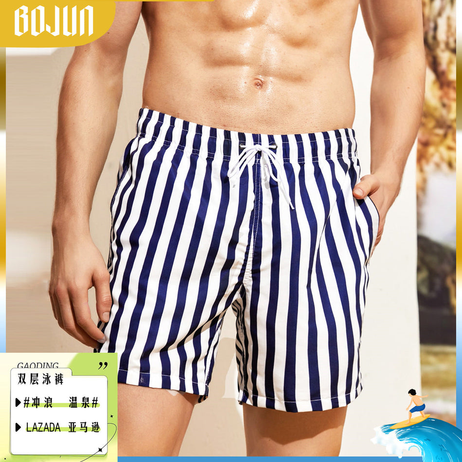 Men's Anti-Embarrassment Beach Swim Shorts, Plus Size