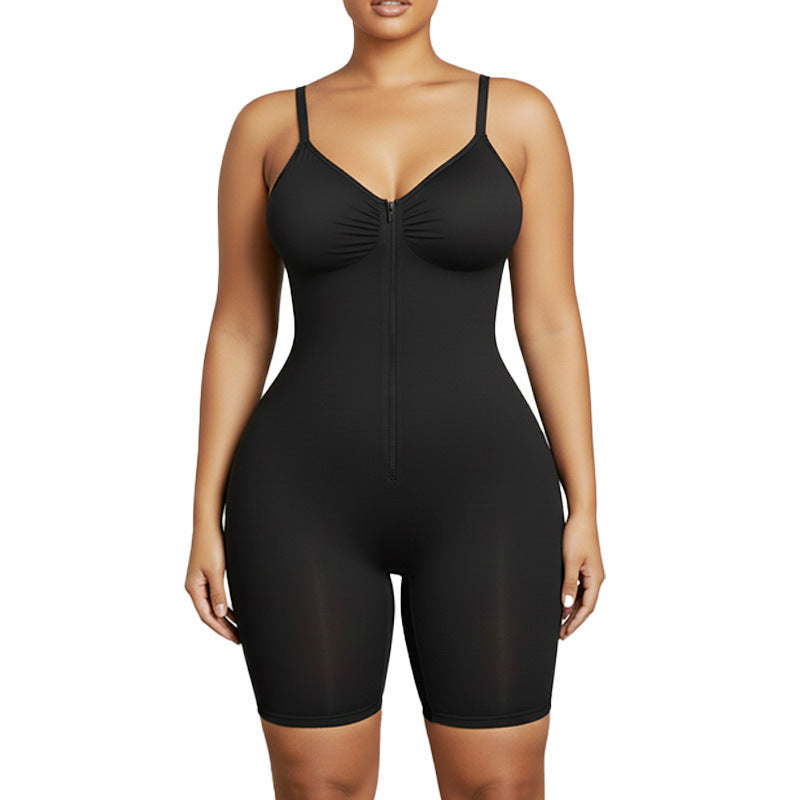 Women’s Seamless Zipper Shapewear Jumpsuit with Hip Lift