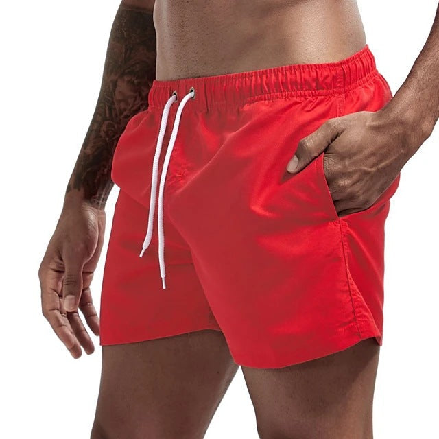 Men's Candy Color Beach Shorts, Casual Multi-Pocket Solid