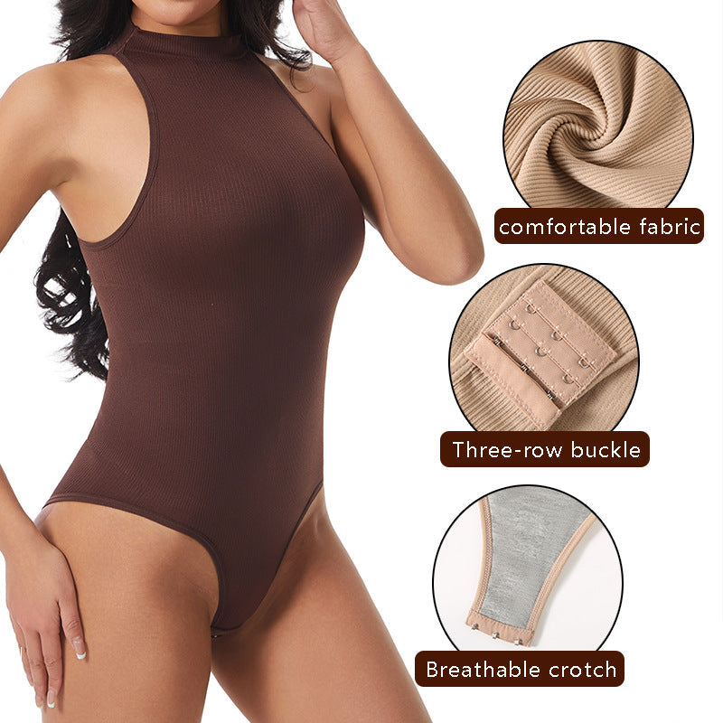 Women’s Seamless Round-Neck Shaping Bodysuit with Hip Lift