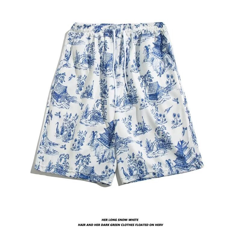 Men's Hawaiian Coconut Tree Beach Shorts, 3D Printed Swim