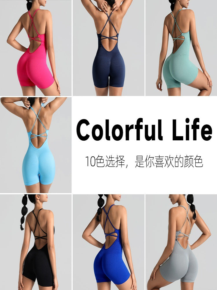 Seamless Backless Yoga Bodysuit with Peach-Lift Fit