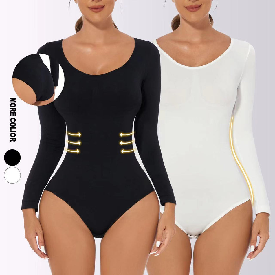 Seamless Long-Sleeve Tummy Control Shapewear Bodysuit