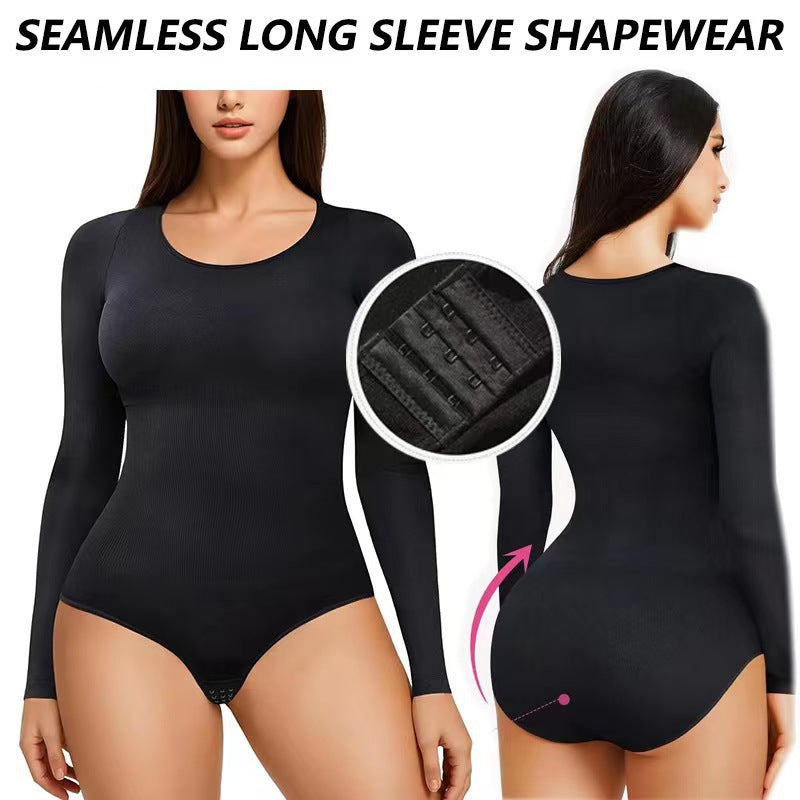 Seamless Long-Sleeve Tummy Control Shapewear Bodysuit