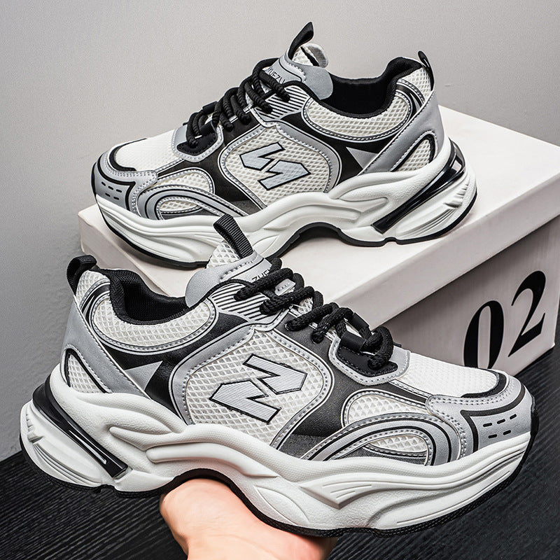 Men's Breathable Mesh Dad Sneakers Thick Sole Casual Running