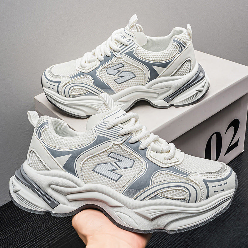 Men's Breathable Mesh Dad Sneakers Thick Sole Casual Running