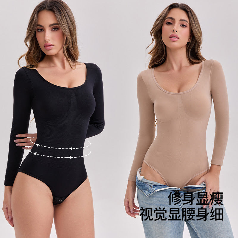 Seamless Long-Sleeve Tummy Control Shapewear Bodysuit