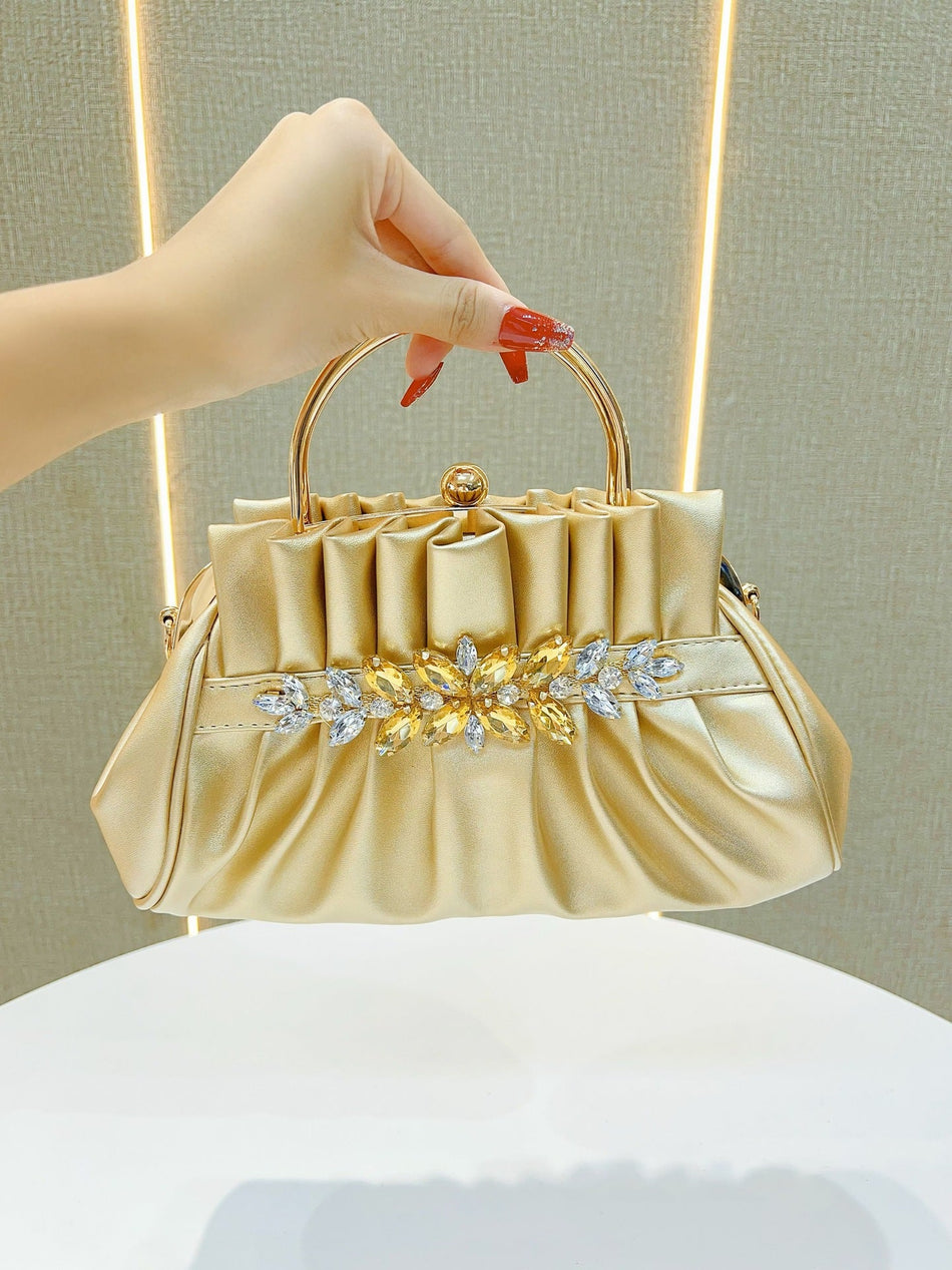 Diamond Pleated Dumpling Shoulder Bag for Women