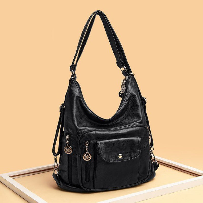 Large-Capacity PU Bucket Shoulder Crossbody Bag for Women