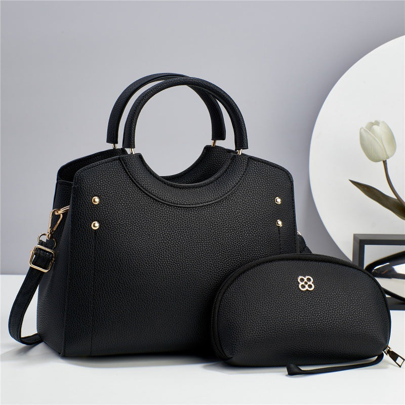 Two-Piece Large-Capacity PU Shoulder & Crossbody Bag Set