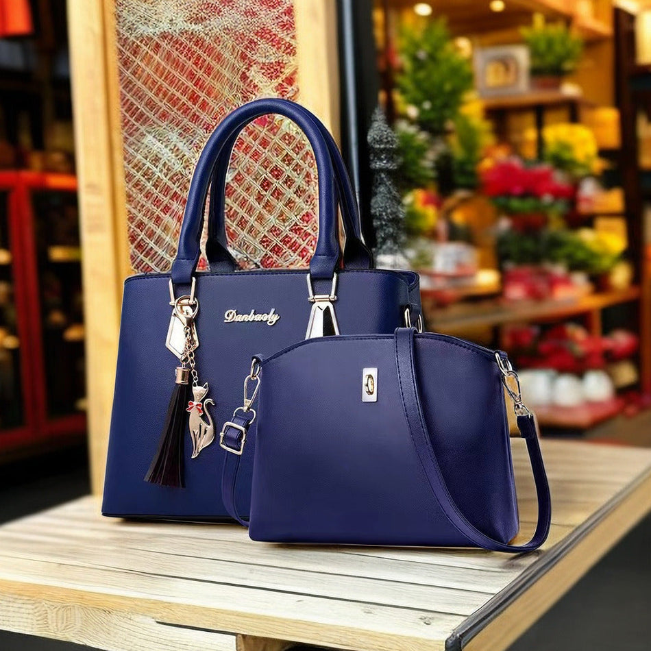 Women's Large PU Shoulder Bag with Chain Detail