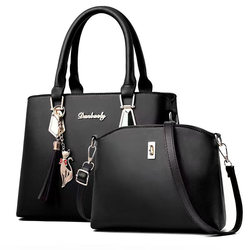 Women's Large PU Shoulder Bag with Chain Detail