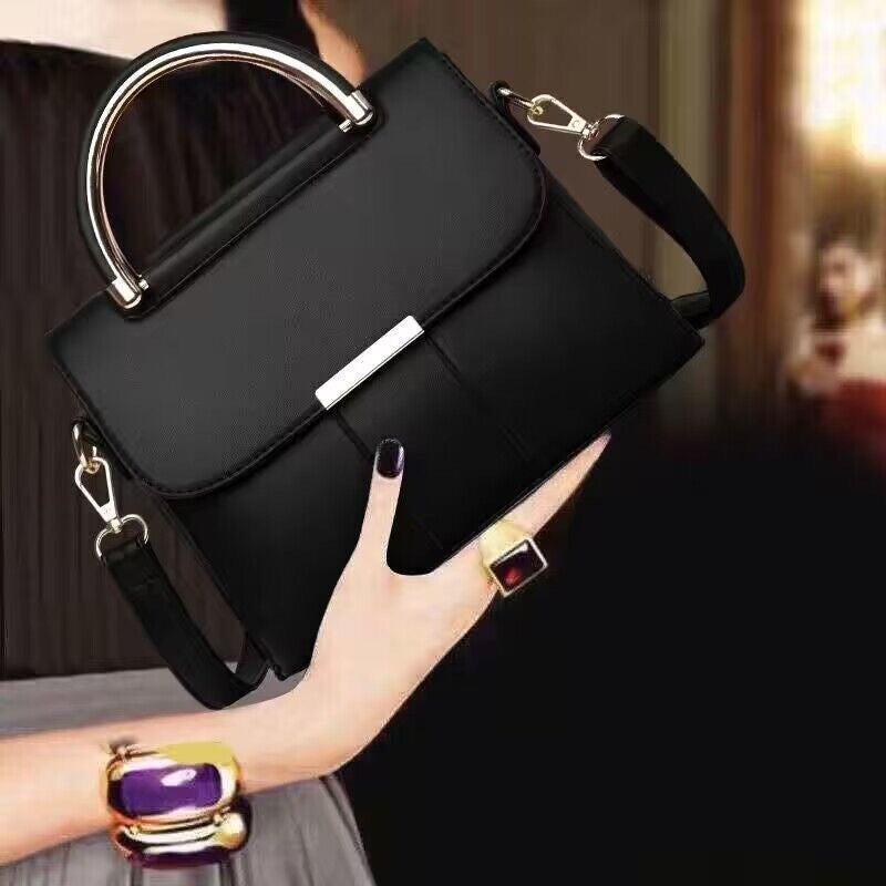 Women's PU Crossbody Shoulder Bag with Pleated Detail