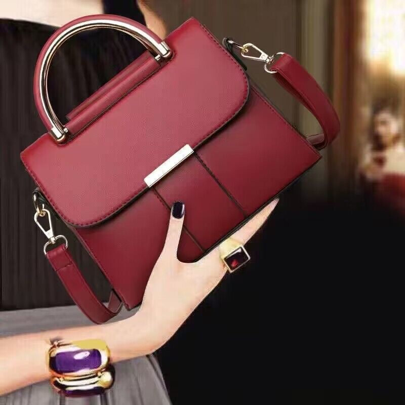 Women's PU Crossbody Shoulder Bag with Pleated Detail