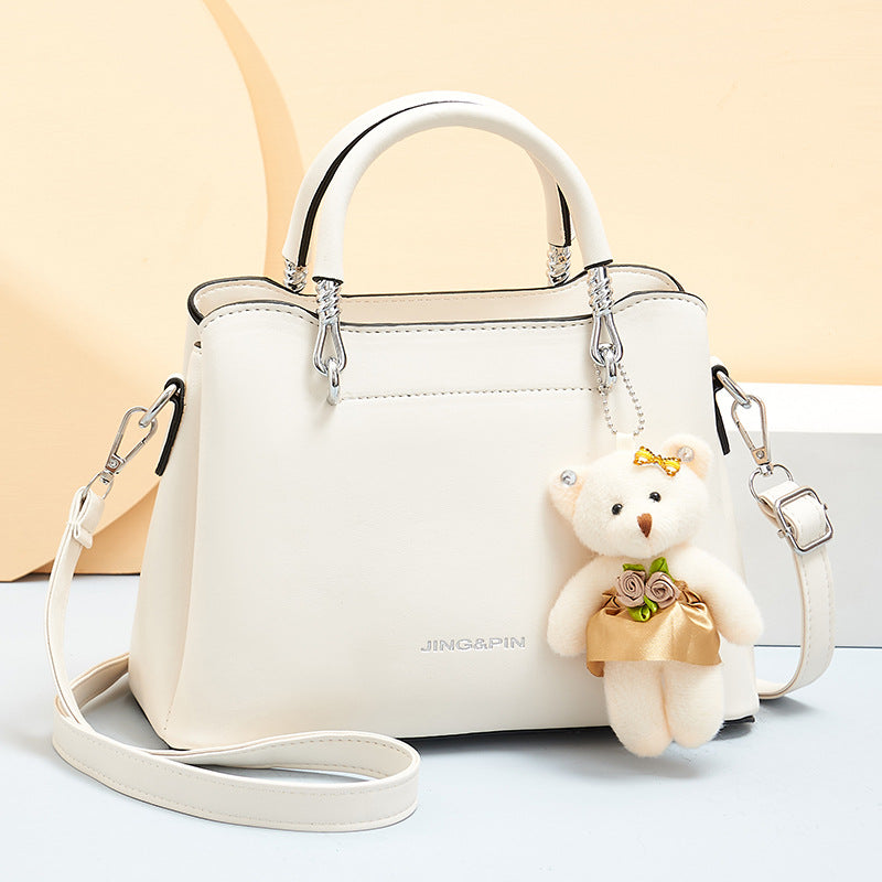 Women's PU Shoulder Bag with Bear Pendant and Multiple