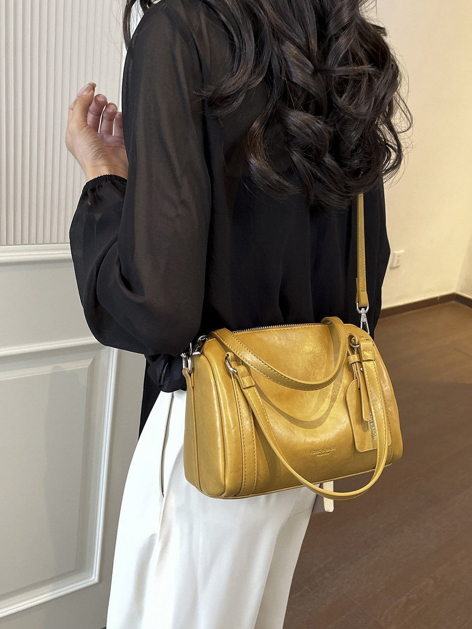 Women's PU Pillow Shoulder Crossbody Bag with Belt Detail