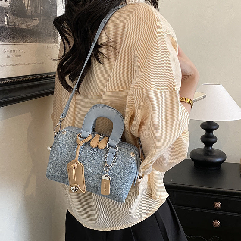 Women's PU Boston Pillow Crossbody Bag with Color Blocking