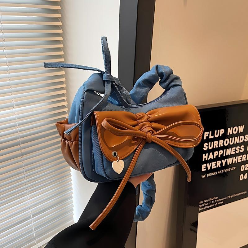Women's Washed Denim Pillow Shoulder Crossbody Bag
