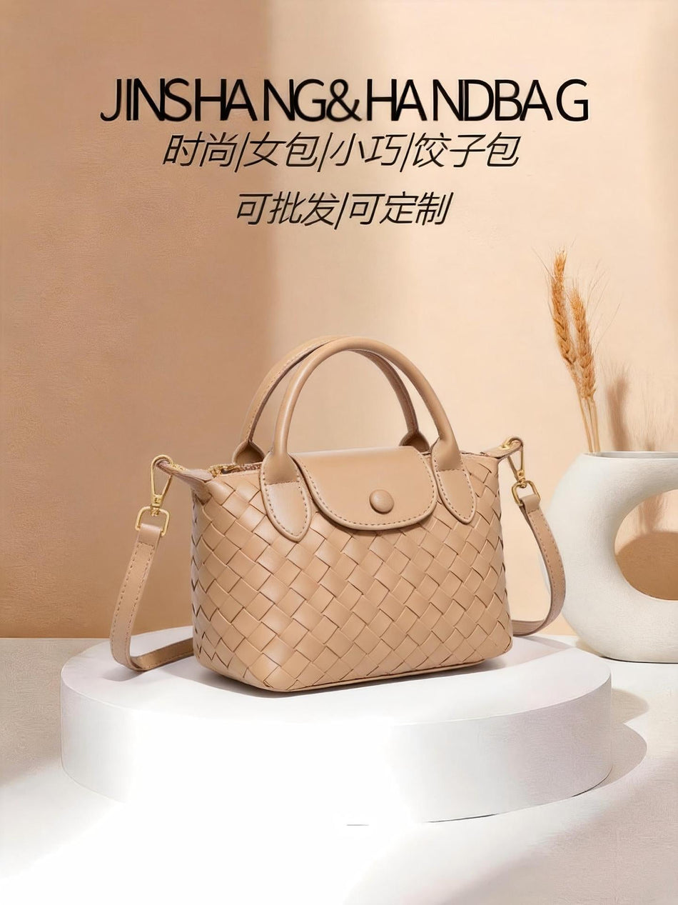Women's Woven PU Dumpling Shoulder Crossbody Bag