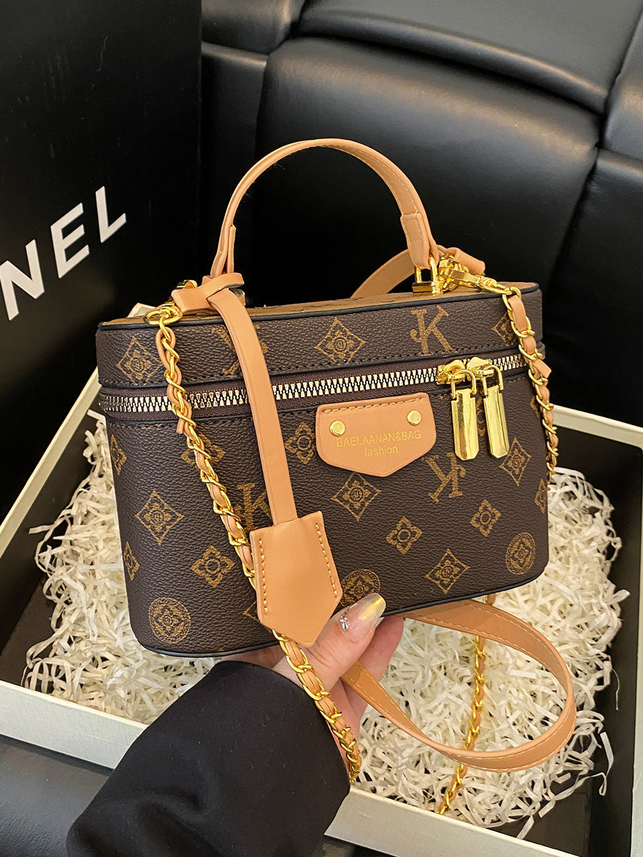 Women's Retro PU Box Chain Small Square Shoulder Bag
