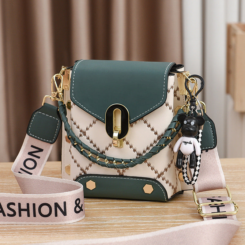 Women's PU Striped Small Square Shoulder Crossbody Bag